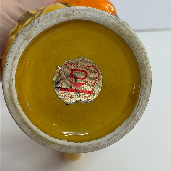 D Exclusive | Burnt Orange Floral & Fruit Painted Ceramic Mug | Vintage Pour Cup - Picture 7 of 9